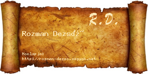 Rozman Dezső névjegykártya